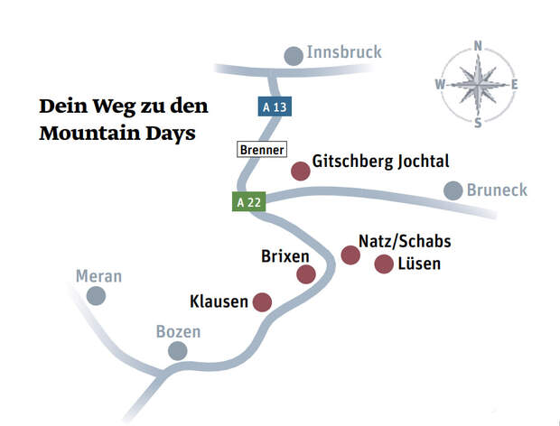 Dein Weg zu den Mountain Days Südtirol