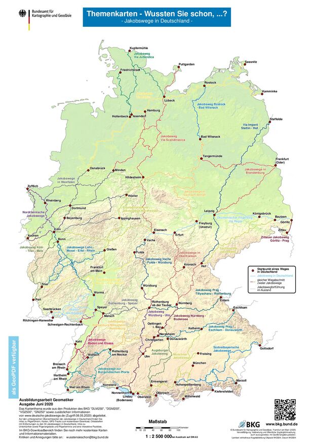 Jakobswege Deutschland Karte Wandern Weitwandern pilgern