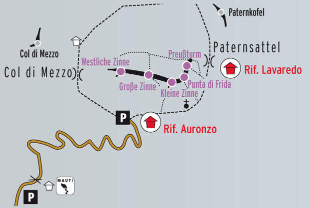 KL Info Karte Drei Zinnen Dolomiten
