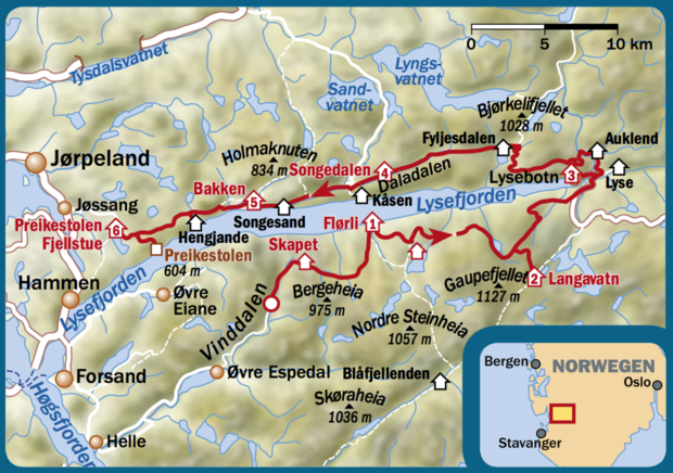 OD 0117 Norwegen Lysefjordrunde Karte Map
