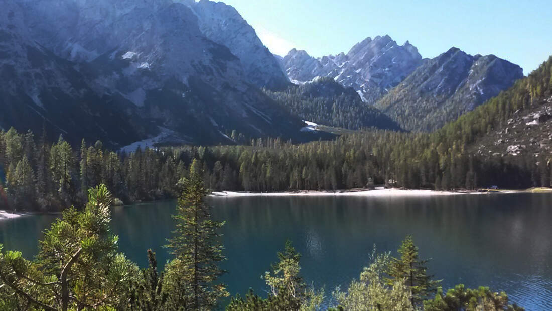 OD 0414 Südtirol Sextener Dolomiten Pragser Wildsee Südufer