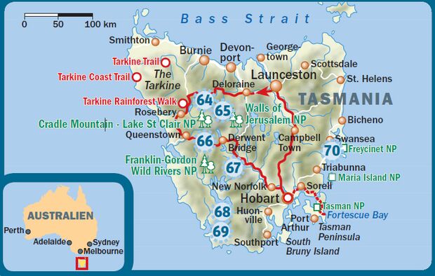 OD 1214 Traumziel Tasmanien Australien Trekking Treks