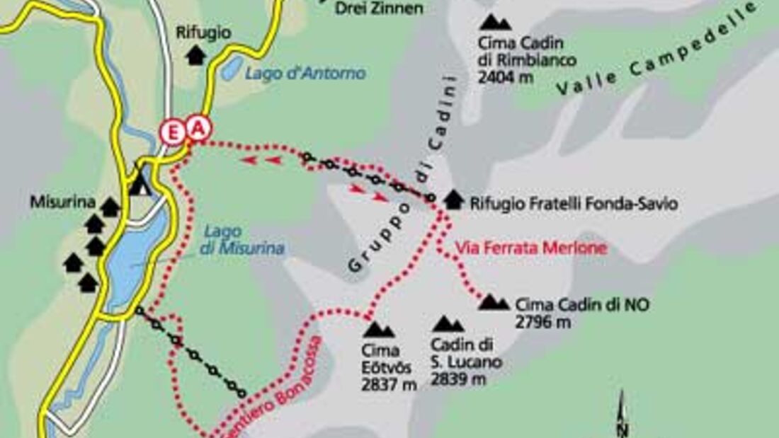 Tour 1: Cadini-Spitzen: Via Ferrata Merlone
