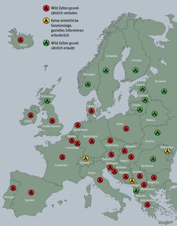 Wildcamping in Europa - Karte