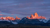 First light on Mount Fitz Roy and Cerro Torre in Los Glaciares National Park 