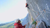 Nina Caprez und Cédric Lachat in WoGüe (8c) im Rätikon