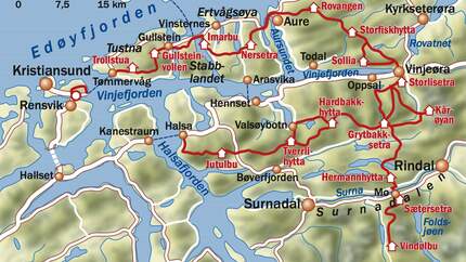 OD 1214 Norwegen Trek Fjordruta Karte Map Etappen
