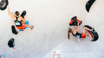 Afra Hönig und Hannah Meul beim Boulderweltcup Brixen 2022