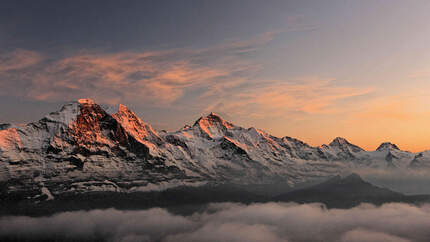 Himmel, Abenstimmung, Mönch, Eiger Mönch Jungfrau, Berge, Sonnenuntergang, Schweiz, Alpen